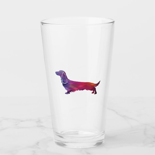 Larga haitiana Dachshund Geo Silhouette Purple (Anverso)