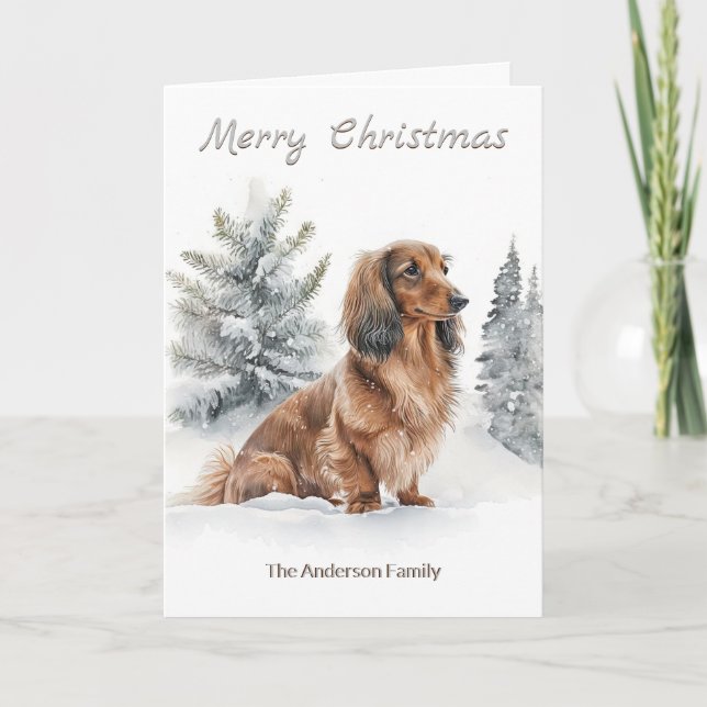 Larga haitiana Dachshund Sausage Dog Feliz Navidad (Anverso)