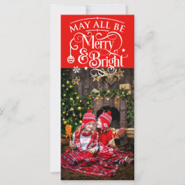 Larga tarjeta fotográfica de Navidad Tema rojo