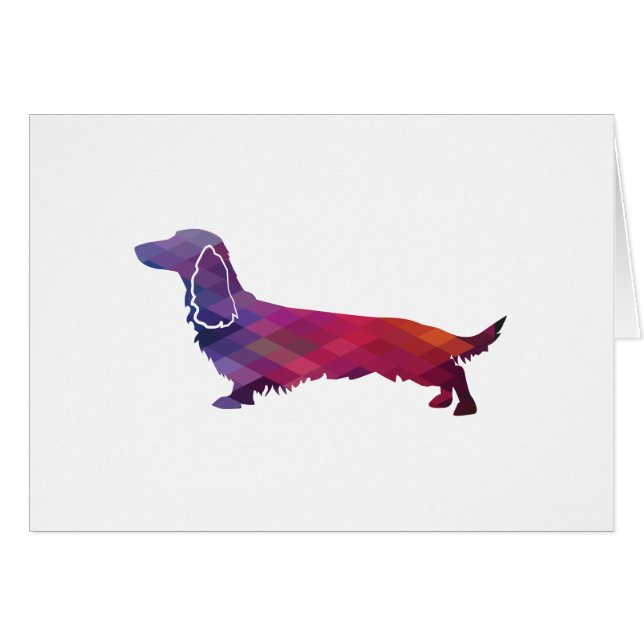 Larga tarjeta púrpura Dachshund Geo Silhouette (Anverso (Horizontal))