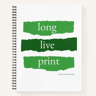 larga vida al cuaderno espiral impreso en verde