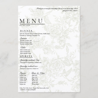 Large Floral Wedding Menu