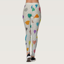 Large Watercolor Hearts Leggings