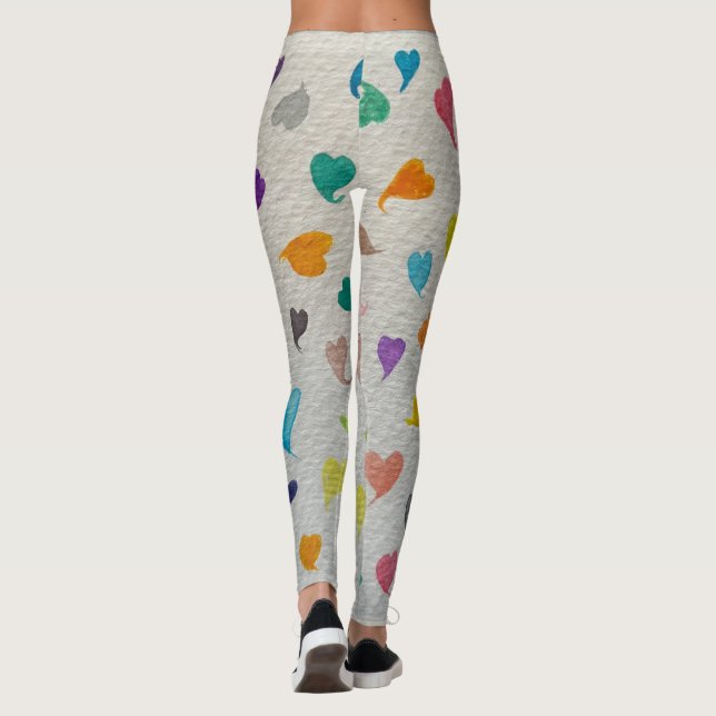 Large Watercolor Hearts Leggings (Reverso)