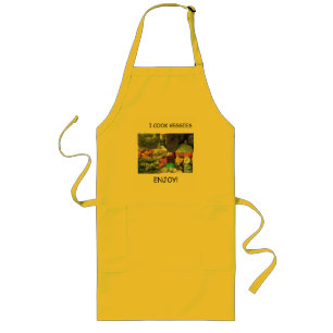 LARGO DELANTAL AMARILLO: ¡COCINO LOS VEGGIES, GOZO!