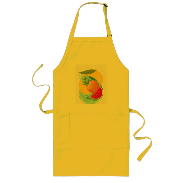 Largo Delantal amarillo con logo de frutas (Frente)