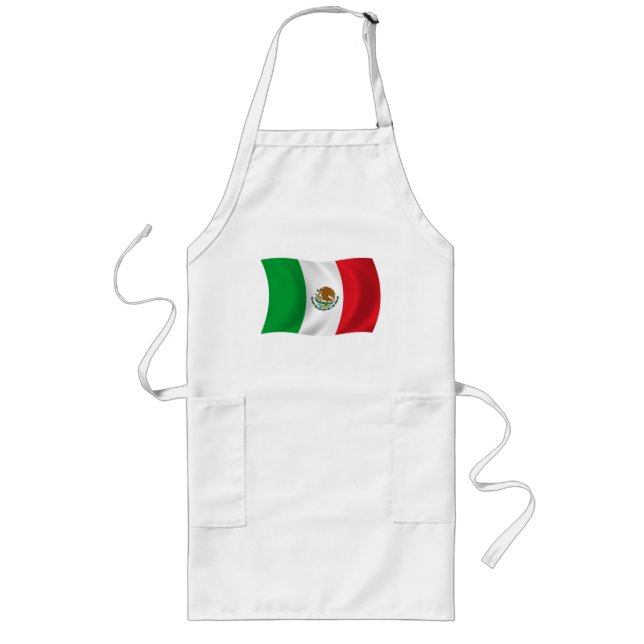 Largo Delantal con Bandera de México (Frente)
