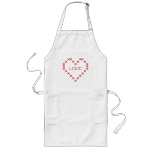 Largo Delantal cosido personalizado del corazón del amo