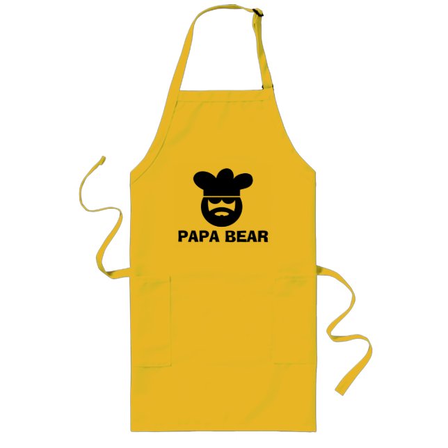 Largo Delantal de BBQ lindo para papás | Papa Bear (Frente)