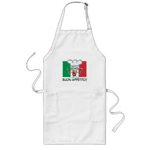 Largo Delantal de chef italiano para barbacoa con la ban