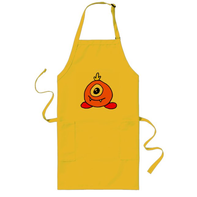 Largo Delantal de Cocina de Monstruo Naranja Lindo - Div (Frente)
