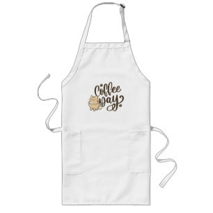 Largo Delantal de Cocina Gato Adorable Café