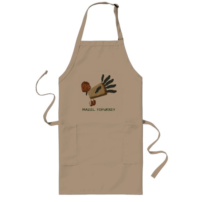 Largo Delantal de Thanksgivukkah: Mazel Tofurkey (Frente)
