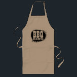 Largo Delantal del rey del Bbq para el color beige de<br><div class="desc">Delantal del rey del Bbq para el regalo beige de la barbacoa del color de los hombres el | para los hombres. La fuente/las letras occidentales pasadas de moda del vaquero con carbón de leña ennegrece el fondo.</div>