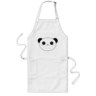 Largo Delantal feliz del oso de panda de Kawaii