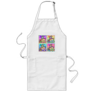 Largo Delantal - Hot Dog Pop Art con patatas fritas y be
