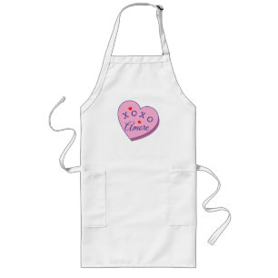 Largo Delantal para el Día de San Valentín Corazón Rosa 