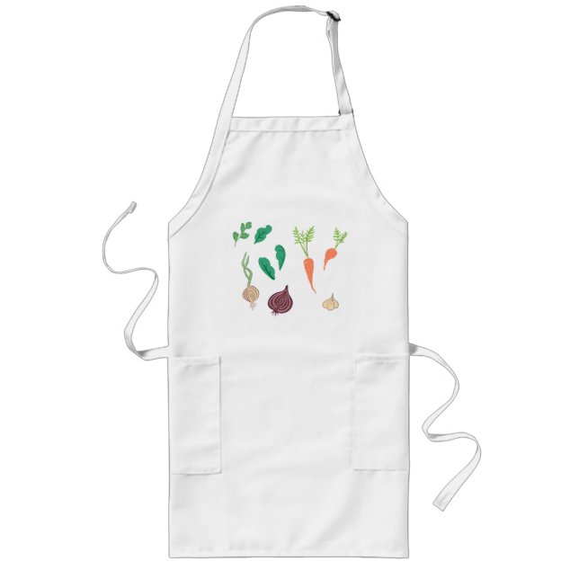 Largo Delantal Parche de Verduras (Frente)