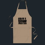 Largo El maestro de parrilladas gran delantal de barbaco<br><div class="desc">El maestro de parrilladas es un gran delantal para los reyes de barbacoa. Regalo de barbacoa para hombres. Letra/letras de vaquero occidental antigua.</div>
