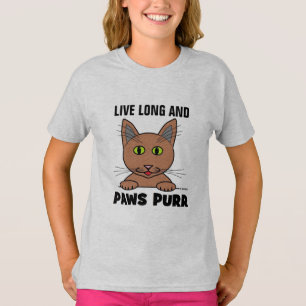 Largo en vivo y divertida camiseta de gato de PAWS