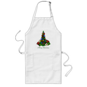 Largo Feliz delantal del árbol de navidad