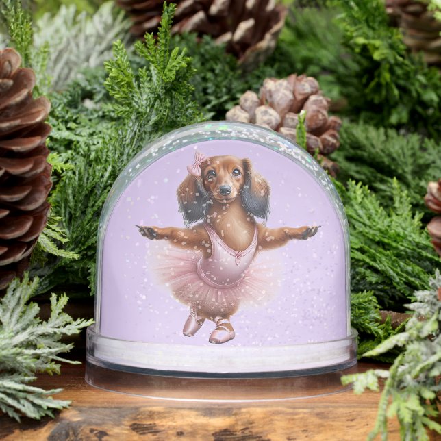LARGO PELO DACHSHUND BALLERINA SNOW GLOBE (Invierno)