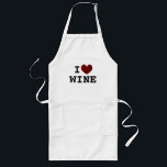 Largo Vino del corazón delgado delantal de cocina blanca<br><div class="desc">Me encanta envolver una larga plataforma de cocina blanca para degustación. Personalizado me encanta el diseño de plantillas con icono cardíaco. Parones de cocina personalizado en amarillo, beige y blanco. Graciosa idea de regalo de cumpleaños para amantes del vino, chef, cocinero, amigos, familia, etc. Corazón de color rojo oscuro o...</div>