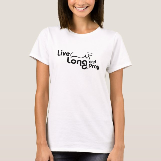 Largos vivos del Dachshund y ruegan la camiseta (Anverso)