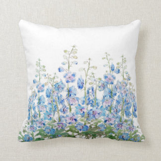 larkspur azul y púrpura acuarela almohada de lanza