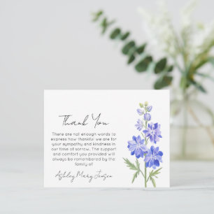 Larkspur   Tarjeta de agradecimiento por duelo 
