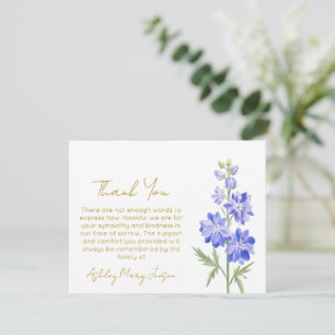Larkspur   Tarjeta de agradecimiento por duelo 