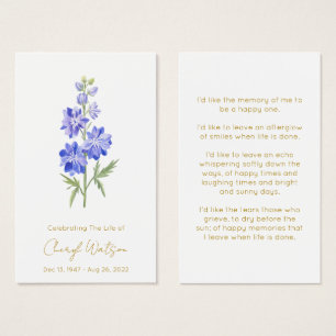 Larkspur Tarjeta de Oración Simple Memorial