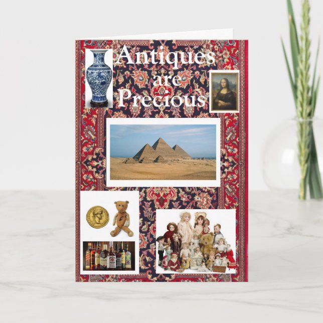 Las antigüedades son una preciosa tarjeta de cumpl (Anverso)