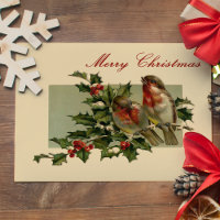 Las aves cantoras de Navidad antiguas y la postal 