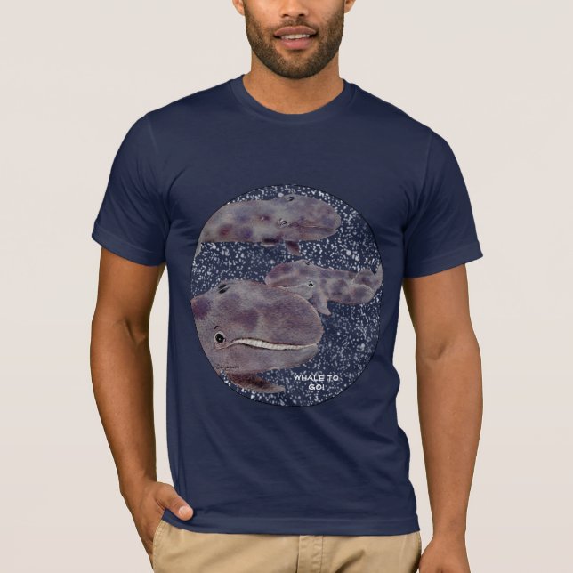 Las ballenas grises en camiseta del espacio - (Anverso)