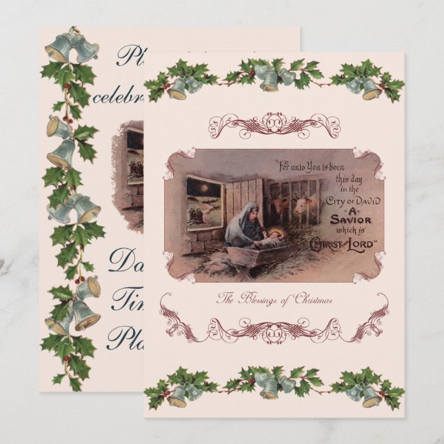 Las bendiciones de la invitación del partido Navid (Anverso / Reverso)