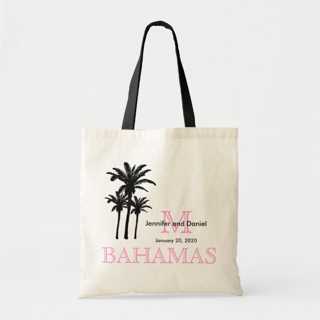 Las bolsas de asas Bahamas de la boda del destino (Frente)