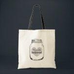 Las bolsas de asas elegantes de la dama de honor<br><div class="desc">La bolsa de asas del boda del tarro de albañil del vintage para las damas de honor. Diseño rústico para la boda elegante del país en junio, julio, augusto, septiembre. Negro y gris/color de fondo gris y de encargo opcional. Plantilla con clase de la tipografía de la escritura para el...</div>
