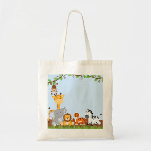 Las bolsas de asas lindas azules de los animales
