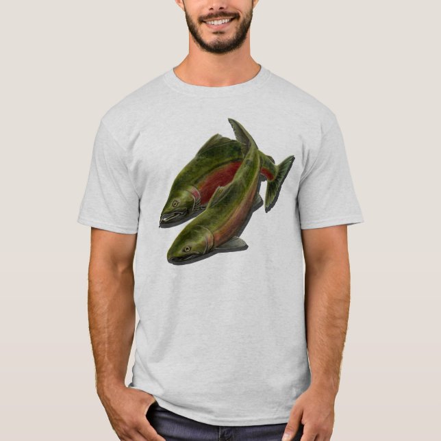 Las camisetas de los hombres de los salmones de (Anverso)