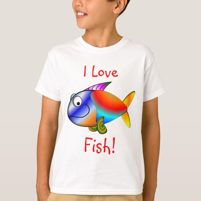 Las camisetas de los PESCADOS de los niños "AMO" (Anverso)