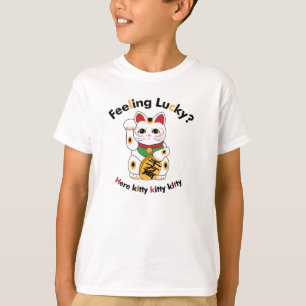 Las camisetas del niño afortunado del gato