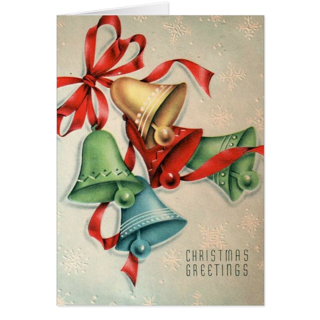 Las campanas de los Navidades retro agregan tarjet (Frente)
