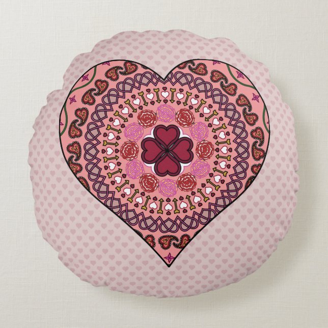 Las capas de la almohada redonda del corazón (Anverso)