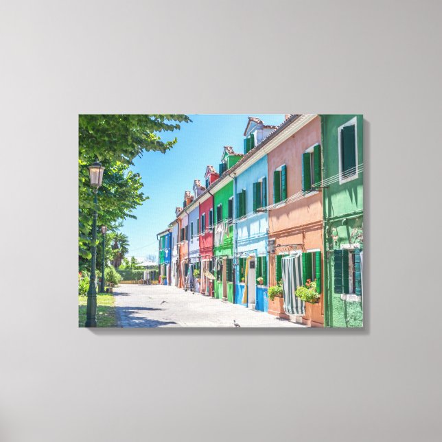 Las casas de Burano ven la impresión de lienzo (Anverso)