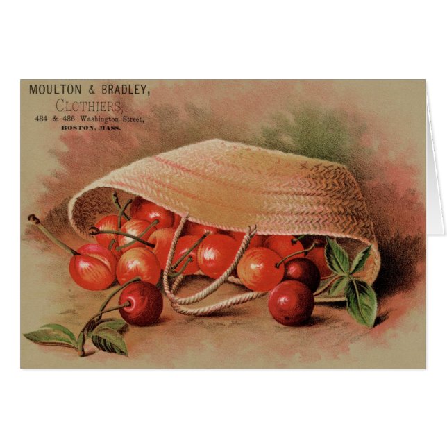 Las cerezas rojas de época en una canasta (Anverso (Horizontal))