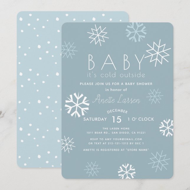 Las Copas De Nieve Beben Su Frío Afuera Invitación (Anverso / Reverso)