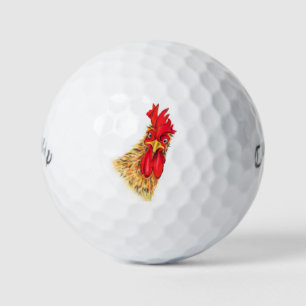 Las divertidas bolas de golf con gallo sorprendido