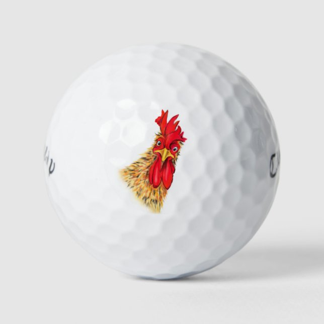 Las divertidas bolas de golf con gallo sorprendido (Anverso)