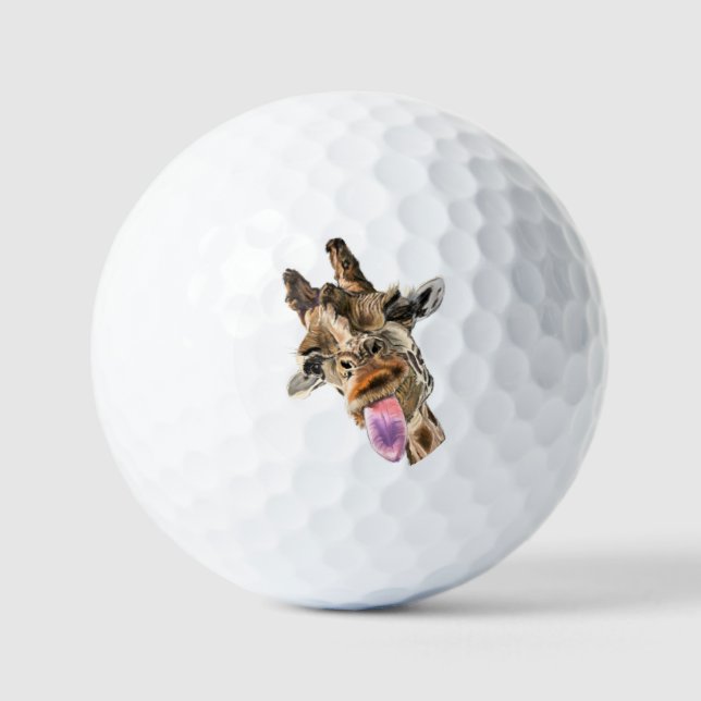 Las divertidas bolas de golf con una feliz jirafa  (Anverso)